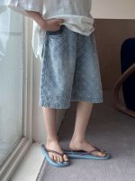 【100-170cm】ショートパンツ カジュアル デニム ゆったり ファッション 五分丈 - 画像 (3)