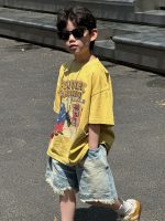 【90-160cm】キッズ半袖Tシャツ イエロー 存在感抜群 アメリカンレトロ カートゥーン柄 おしゃれ - 画像 (6)
