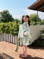 【100-160cm】セットアップ 長袖 無地 カジュアル 薄手 シャツ+ズボン - 画像 (5)
