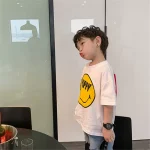 【90-160cm】Tシャツ シンプル 笑顔柄 男の子 半袖 - 画像 (3)