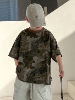 【120-170cm】Tシャツ カジュアル カモフラージュ ゆったり 夏新作 - 画像 (3)