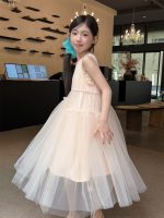 【100-160cm】ワンピース 夏新作 無地 プリンセス風 メッシュ ノースリーブ インナーつき - 画像 (5)