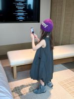 【90-150cm】ワンピース 女の子 無地 ノースリープ トレンド - 画像 (3)