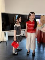 【90-150cm】ポロシャツorパンツ 女の子 ノースリープ ボーダー柄 - 画像 (4)