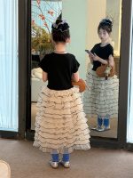 【100-160cm】ワンピース フェイク 切り替え 半袖 プリンセス風 女の子 - 画像 (6)