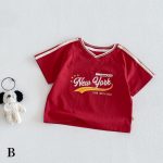 【73-120cm】半袖Tシャツorショートパンツ ベビー Vネックロゴ ボーダー - 画像 (9)