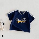 【73-120cm】半袖Tシャツorショートパンツ ベビー Vネックロゴ ボーダー - 画像 (8)