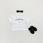 【80-160cm】半袖 Tシャツ ベビー キッズ服 熊柄 英字 - 画像 (3)
