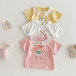 【73-120cm】半袖Tシャツ ベビー フリル襟 カートゥーン - 画像 (13)