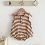 【66-90cm】ロンパース ベビー ボーダー柄 ノースリーブ - 画像 (8)