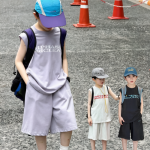 【100-170cm】セットアップ 男の子 スポーツ ノースリープ カジュアル