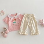 【73-120cm】半袖Tシャツ ベビー フリル襟 カートゥーン - 画像 (9)
