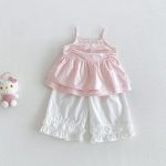 【73-100cm】セットアップ スウィート 蝶結び キャミトップス 無地