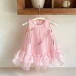 【73-100cm】ワンピース 蝶結び チュール スウィート