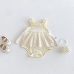 【66-90cm】ロンパース ベビー レース キャミソール