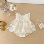 【66-90cm】ロンパース ビッグ蝶結び レース - 画像 (8)
