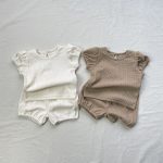 【73-100cm】セットアップ フリル袖 ワッフル