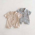 【66-90cm】ロンパース ストライプ 半袖 ベビー服 - 画像 (2)