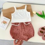 【66-100cm】セットアップ ベビー キャミソール＆花柄プリント - 画像 (13)