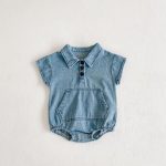【66-90cm】ロンパース デニム ビッグ ポケット - 画像 (3)