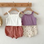 【66-100cm】セットアップ ベビー キャミソール＆花柄プリント - 画像 (6)