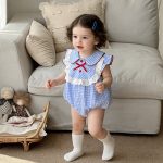 【66-90cm】ロンパース チェック レース - 画像 (4)