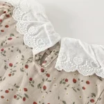 【66-90cm】ロンパース ベビー 半袖 レース襟 花柄 - 画像 (7)