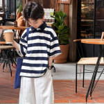 【100-170cm】半袖Ｔシャツ 男の子 ボーダー柄 折り襟 ポロシャツ