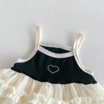 【66-90cm】ワンピース風ロンパース ブラック ハート - 画像 (9)