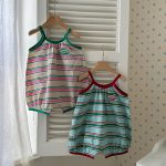 【66-90cm】ロンパース ベビー ボーダー サロペット 韓国風 - 画像 (14)