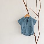 【66-90cm】ロンパース デニム ビッグ ポケット - 画像 (5)