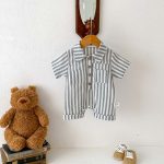 【66-90cm】ロンパース ストライプ 半袖 ベビー服 - 画像 (4)