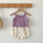 【66-100cm】セットアップ ベビー キャミソール＆花柄プリント - 画像 (5)
