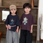 【80-140cm】半袖Tシャツ ねこ柄プリント ビッグシルエット - 画像 (2)