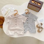 【66-90cm】ロンパース ストライプ 半袖 ベビー服 - 画像 (6)