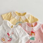 【73-120cm】半袖Tシャツ ベビー フリル襟 カートゥーン - 画像 (19)