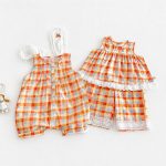 【73-120cm】セットアップ or サロペット ベビー 女の子 カラフル チェック