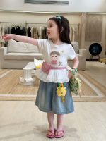 【90-140cm】半袖Ｔシャツorパンツ 女の子 切り替え スウィート - 画像 (3)