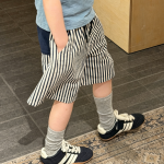 【80-130cm】ショートパンツ 女の子 ストライプ ストリート風 - 画像 (3)