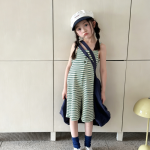 【80-130cm】サロペット 女の子 ボーダー柄 キャミソール ゆったり - 画像 (3)