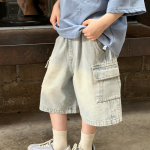 【100-170cm】ショートパンツ 男の子 デニム カーゴパンツ ファッション - 画像 (3)