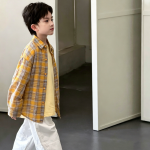 【100-170cm】シャツ 男の子 チェック柄 カジュアル ストリート風 - 画像 (3)