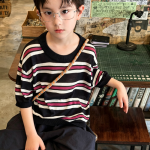 【100-170cm】半袖Ｔシャツ 男の子 ボーダー柄 軽量 通気性拔群 - 画像 (3)