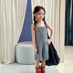 【80-130cm】サロペット 女の子 ボーダー柄 キャミソール ゆったり - 画像 (4)