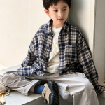 【100-170cm】シャツ 男の子 チェック柄 カジュアル ストリート風 - 画像 (4)