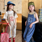 【80-130cm】パンツ 女の子 英字 オーバーオール シンプル - 画像 (2)
