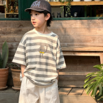 【100-170cm】半袖Tシャツ 男の子 ボーダー柄 通気性拔群 - 画像 (6)