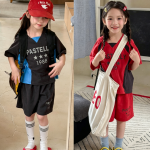 【80-130cm】セットアップ 女の子 配色 切り替え ファッション