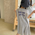 【80-130cm】サロペット 女の子 ボーダー柄 カジュアル ゆったり - 画像 (4)