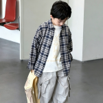 【100-170cm】シャツ 男の子 チェック柄 カジュアル ストリート風 - 画像 (6)